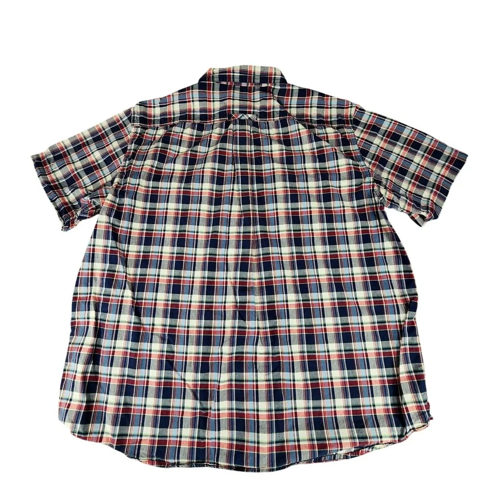 Eddie Bauer sz XL Men‎ Button Up Shirt Plaid Blue Red Green White Short Sleeve